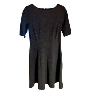 London Style Collection Women's‎ 8 Black Jacquard Brocade A-Line Holiday Dress